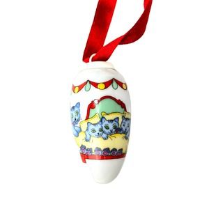 Christmas Pine Cone "Ole Winter" Porcelain Cat Motif Ornament Weihnachts Zapfen